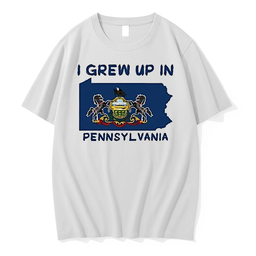 I Grew Up In Pennsylvania Flag Map Shirts