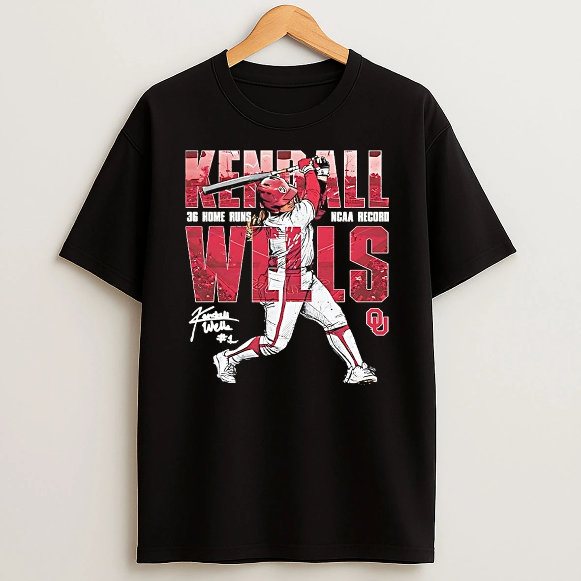 Kendall Wells Oklahoma Sooners Softball 36 Home Runs Signature Shirts