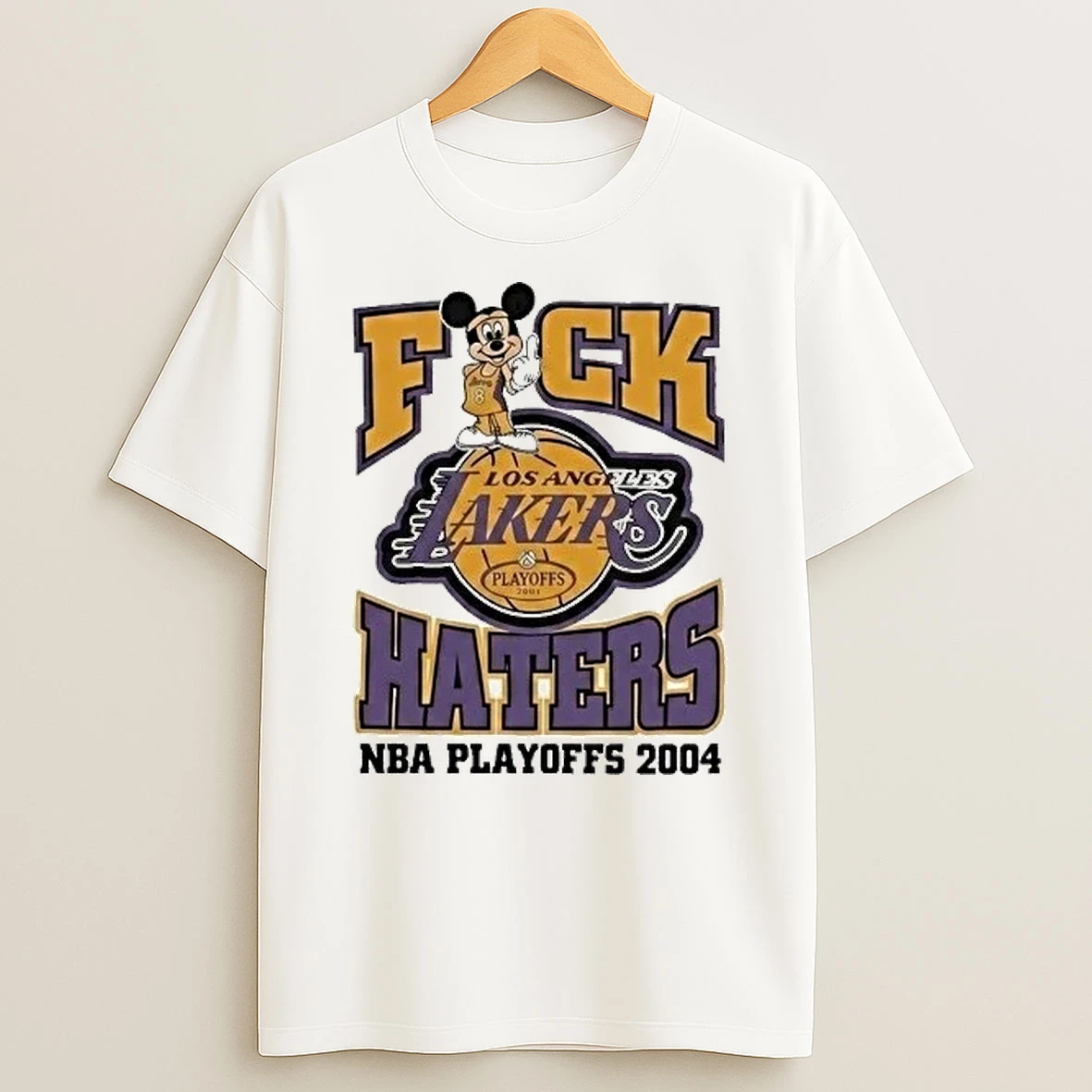 Los Angeles Lakers Mickey Mouse Fck Haters Nba Playoffs 2004 Shirts