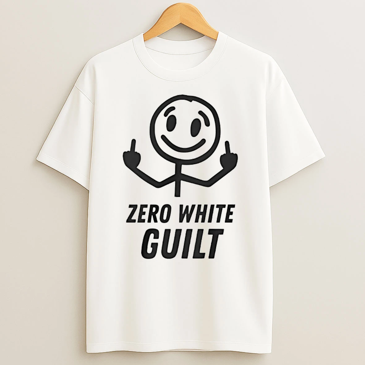 Man Middle Finger Zero White Guilt Shirts