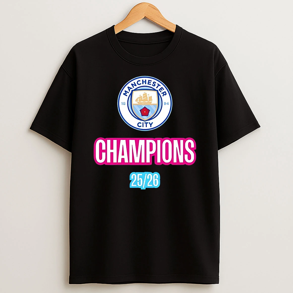 Manchester City Football Club 1894 Champions 25 26 Logo Shirts
