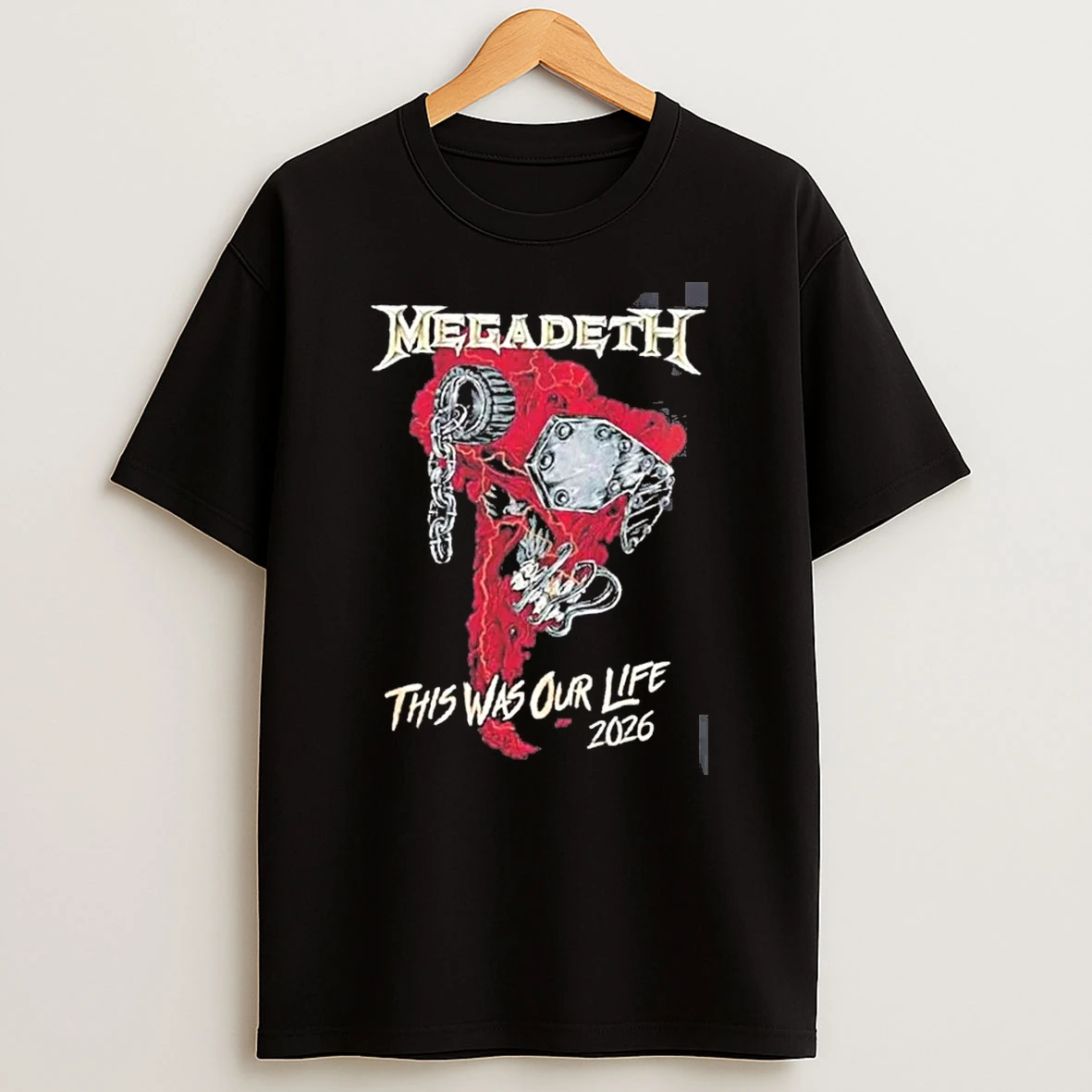 Megadeth This Was Our Life 2026 Latin America Tour Merch Red Vic Rattlehead Metal Collapse With Dates Back Shirts