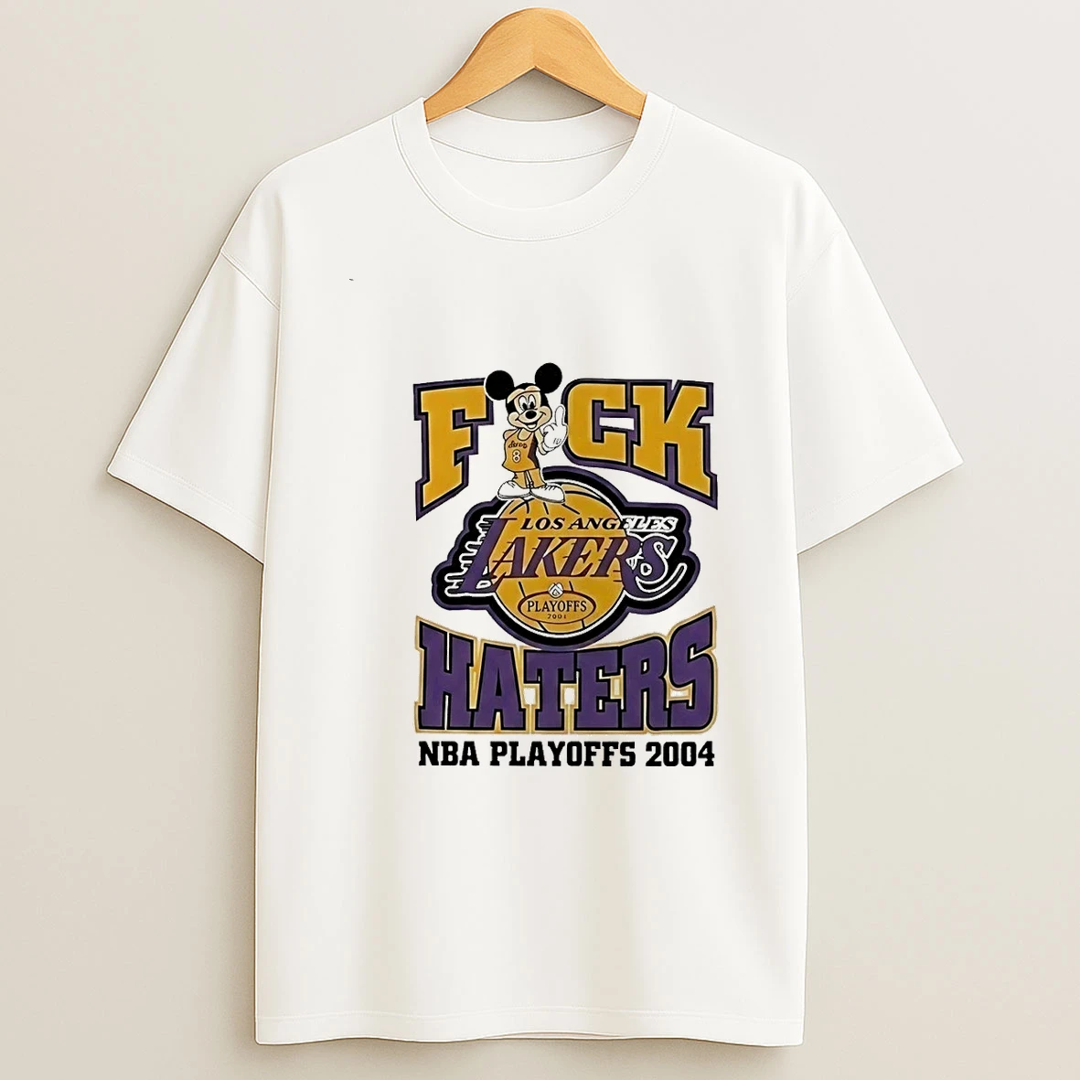 Mickey Mouse Los Angeles Lakers Fuck Haters Nba Playoffs 2004 00 Shirts