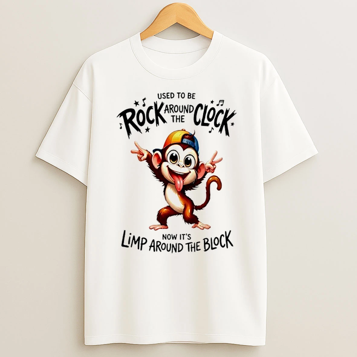 Monkey Used To Be Rock Around The Clock Now Its Limp Around The Block Shirts