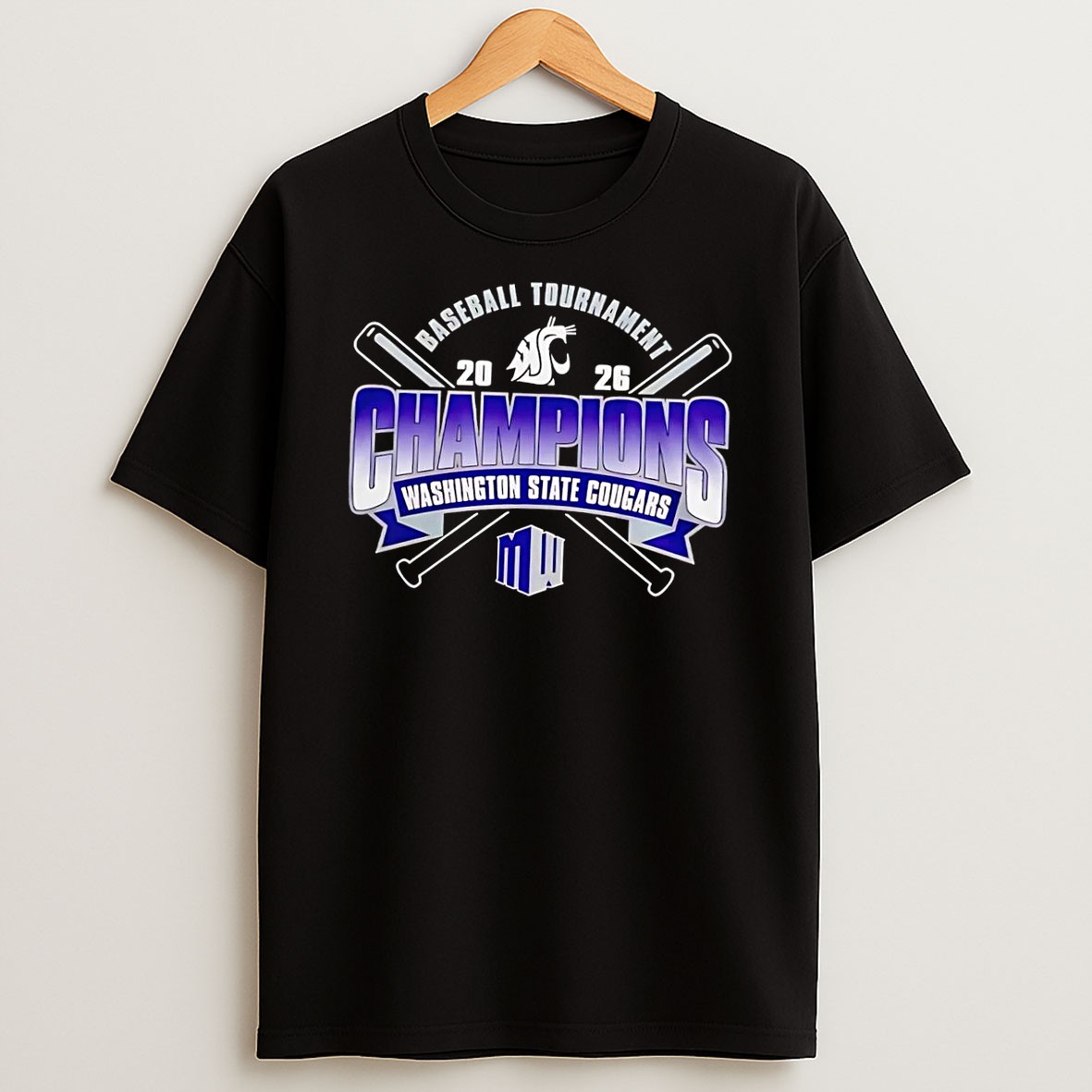 Official Washington State Cougars 2026 Baseball Tournament Champions Mw Black Shirts