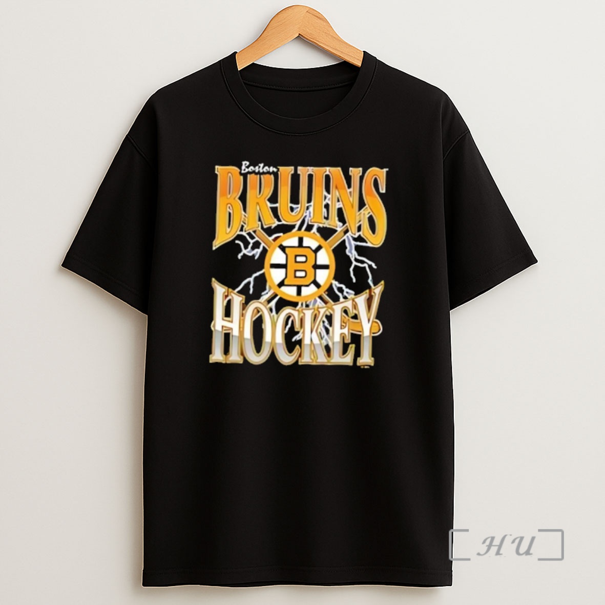 Officials Boston Bruins Hockey Crossed Sticks Lightning Logo Shirt Sweatshirt Tee