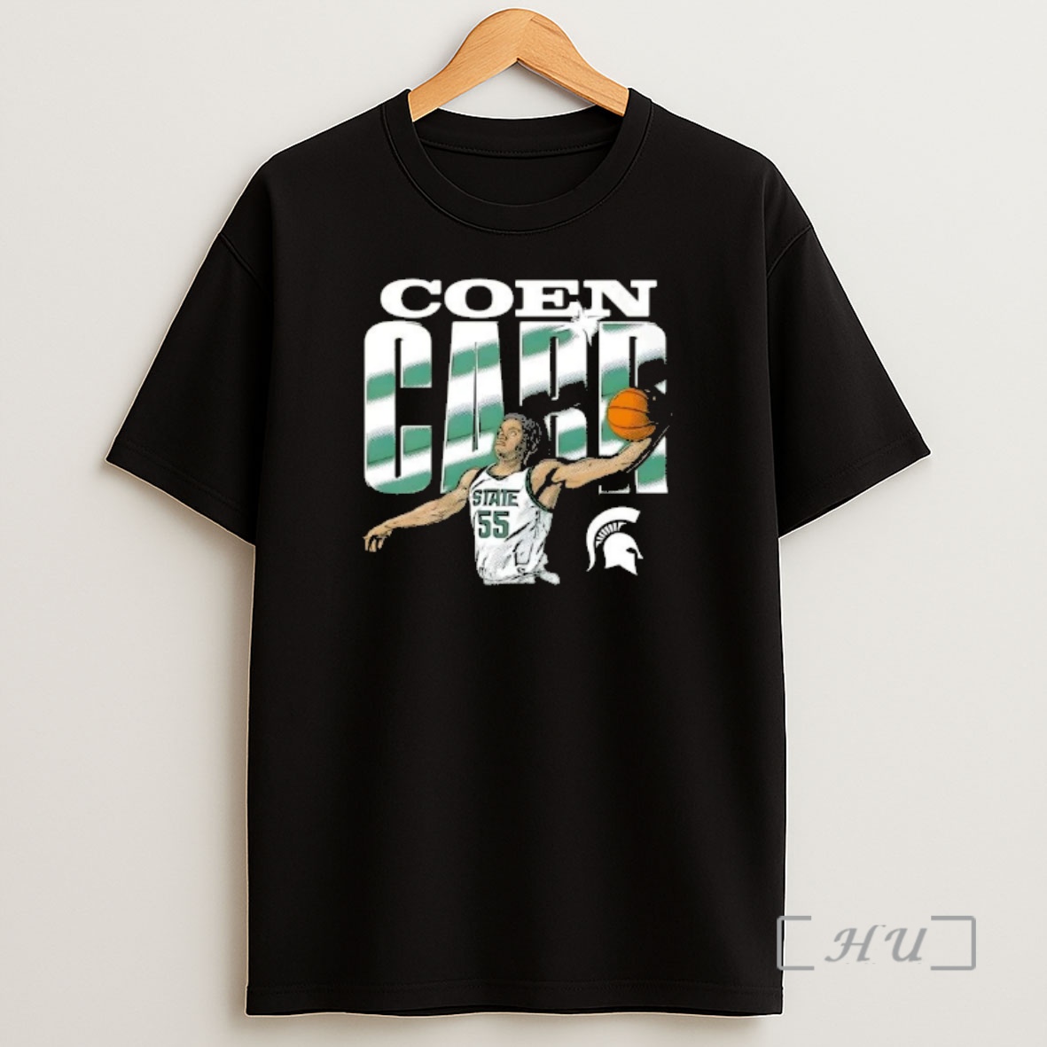 Officials Coen Carr Michigan State Spartans Illustrated Forest Green Shirt Sweatshirt Tee