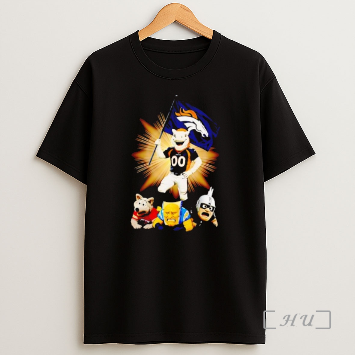 Officials Denver Broncos Mascot Standing Over Chiefs Chargers Raiders Shirt Sweatshirt Tee