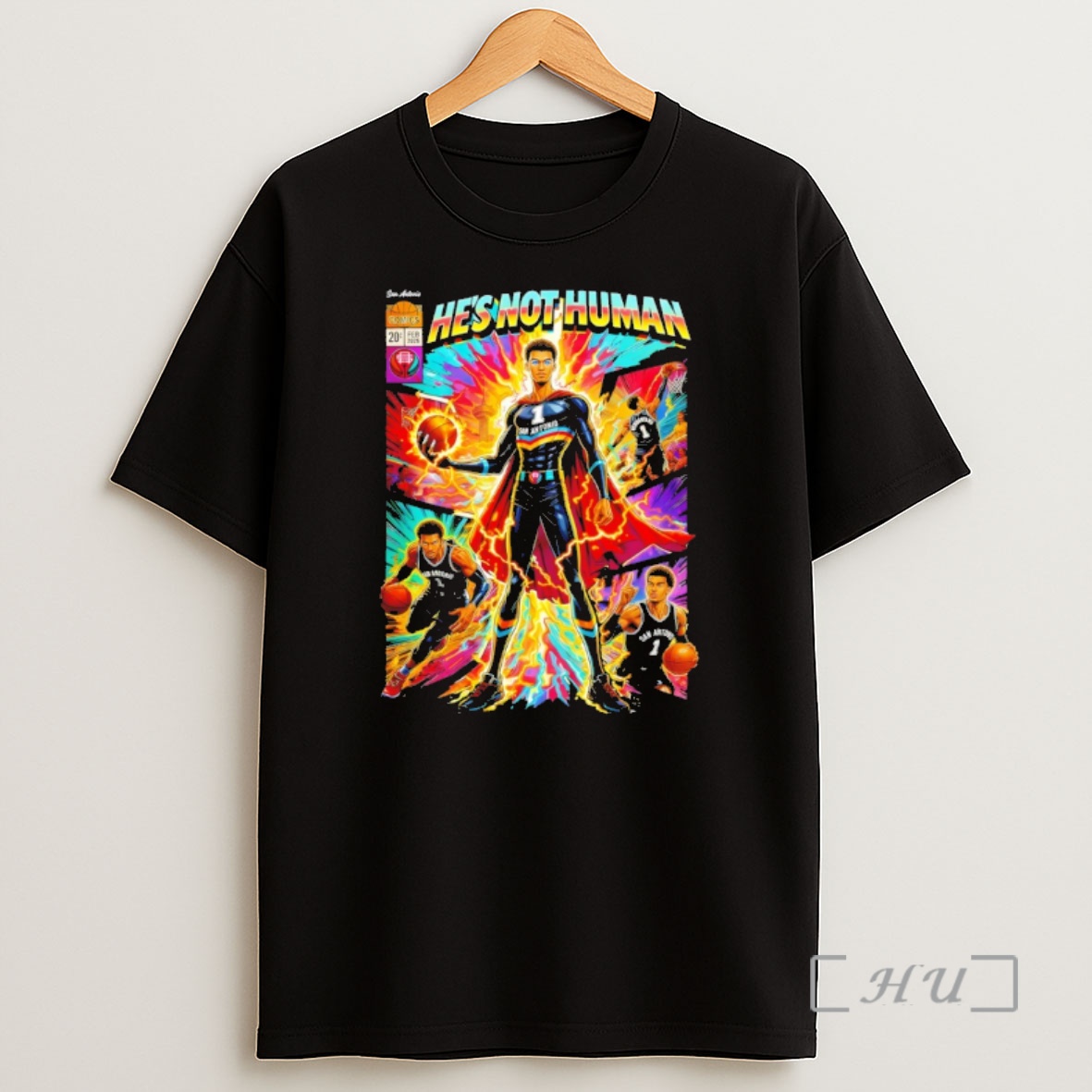 Officials Hes Not Human Comic Victor Wembanyama San Antonio Spurs Basketball Nba 2026 Shirt Sweatshirt Tee