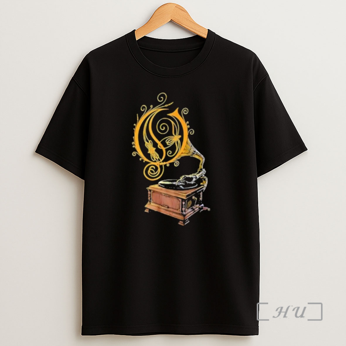 Officials Opeth Gramophone Skeleton Hand Playing Vinyl Record Logo Shirt Sweatshirt Tee