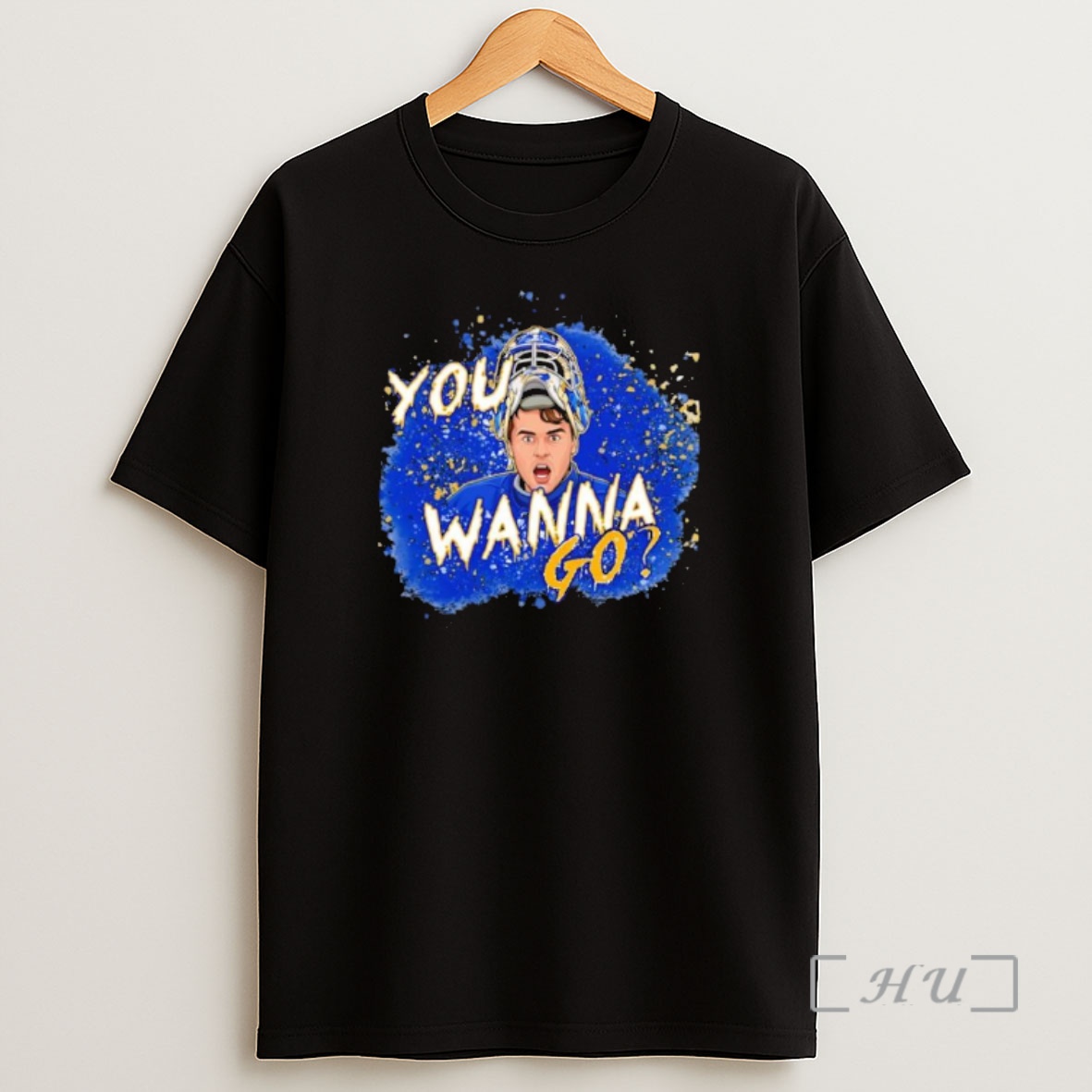 Officials You Wanna Go Ice Hockey Goalie Blue Splatter Art Shirt Sweatshirt Tee