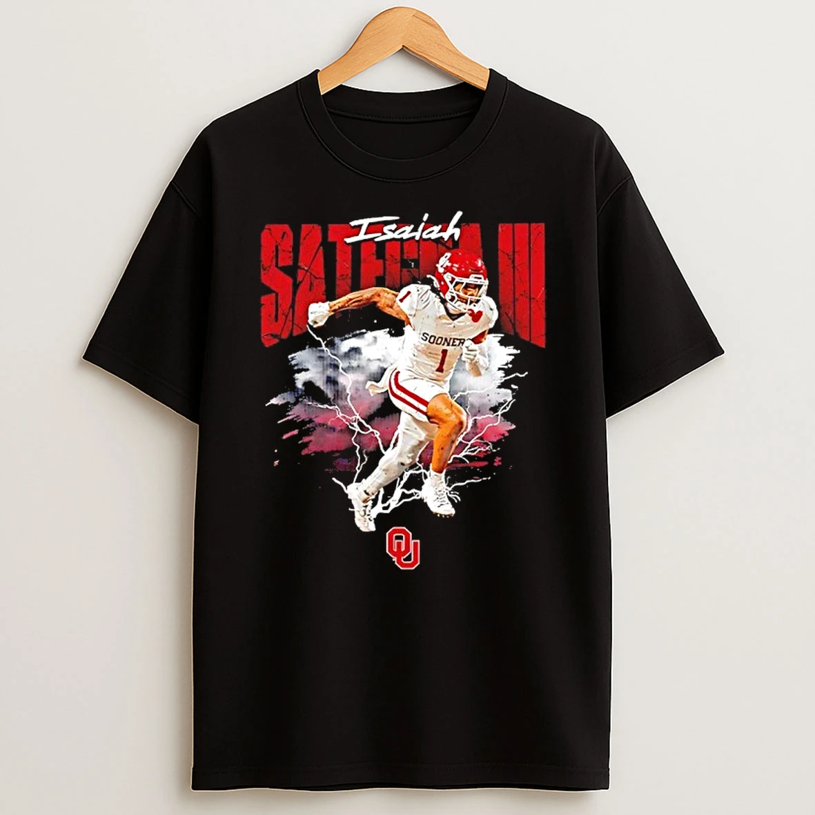 Oklahoma Sooners Isaiah Sategna Iii Lightning Graphic Shirts
