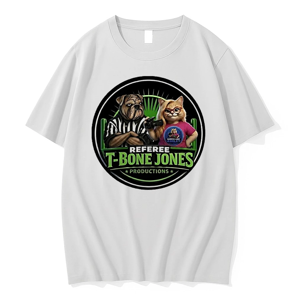 Referee T Bone Jones Productions New Logo In Light Blue Shirts