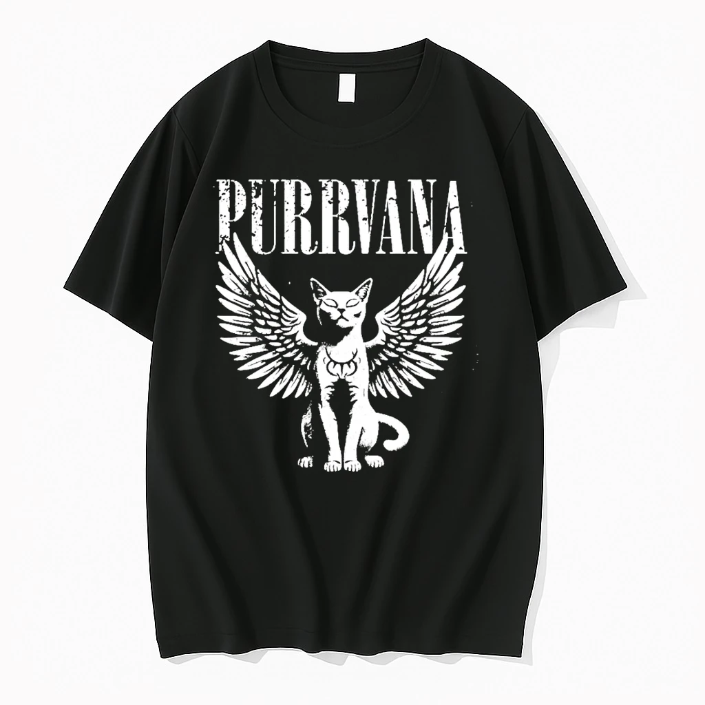Retro Purrvana Cat With Wings Shirts