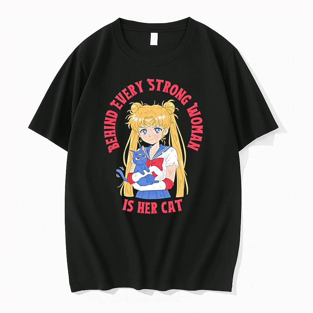 Sailor Moon And Her Cat Luna Behind Every Strong Woman Is Her Cat Shirts
