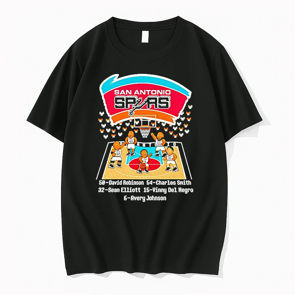 San Antonio Spurs Caricature 8 Bit 50 David Robinson 54 Charles Smith 32 Sean Elliott 15 Vinny Del Negro Shirts