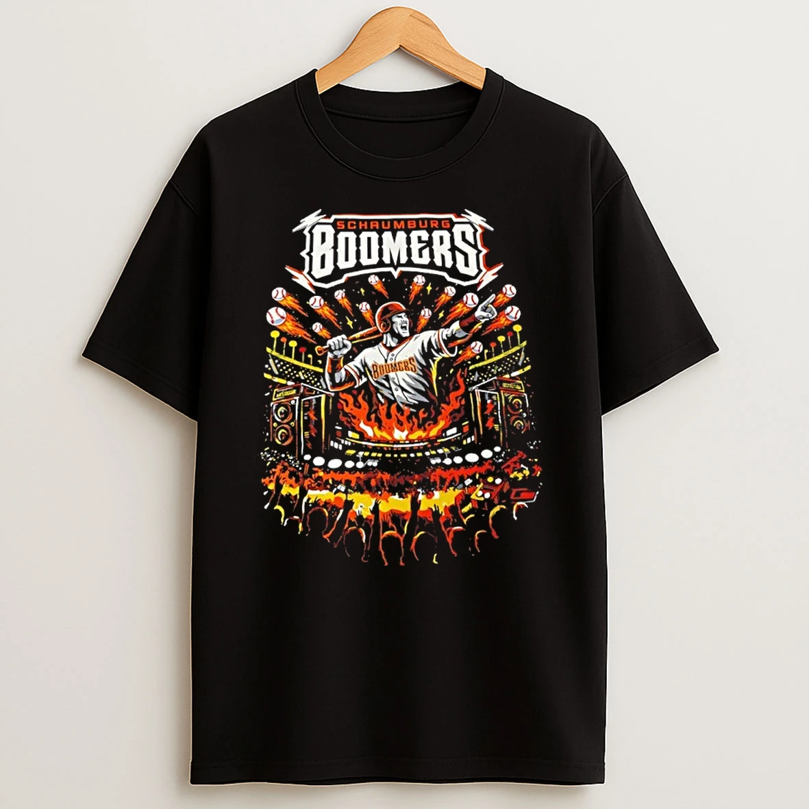Schaumburg Boomers Baseball Flaming Batter Graphic Shirts