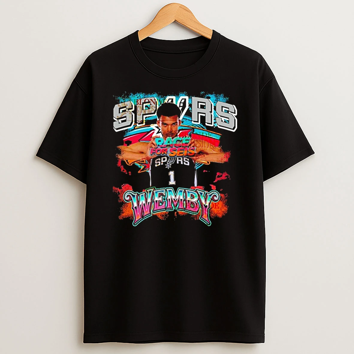 Spurs Race For Seis Spurs Victor Wembanyama Shirts