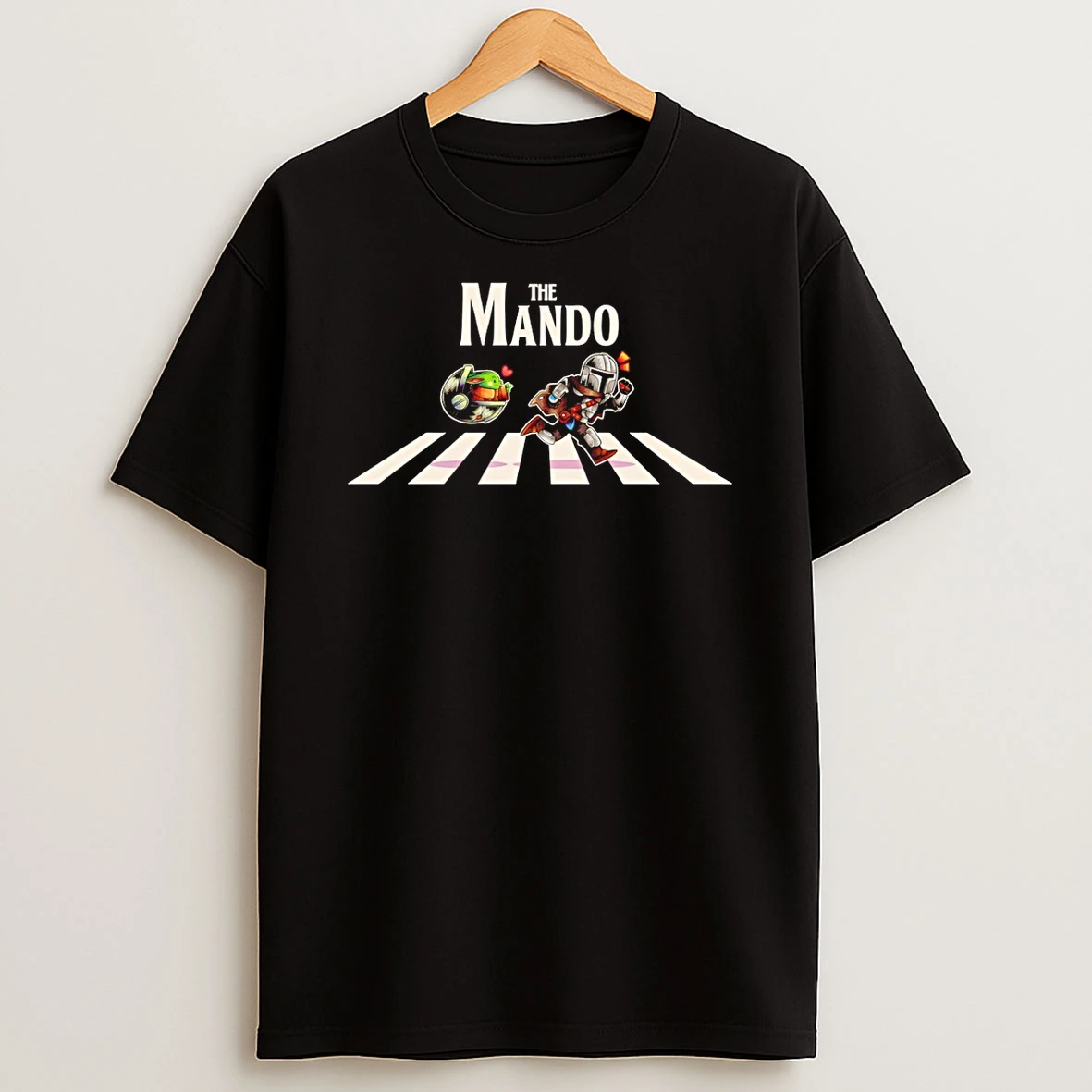 The Mando Mandalorian Grogu And Din Djarin Crossing Abbey Road Shirts