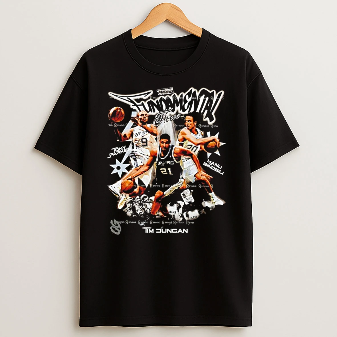 Tim Duncan Tony Parker Manu Ginobili The Fundamental Three San Antonio Spurs Nba Shirts