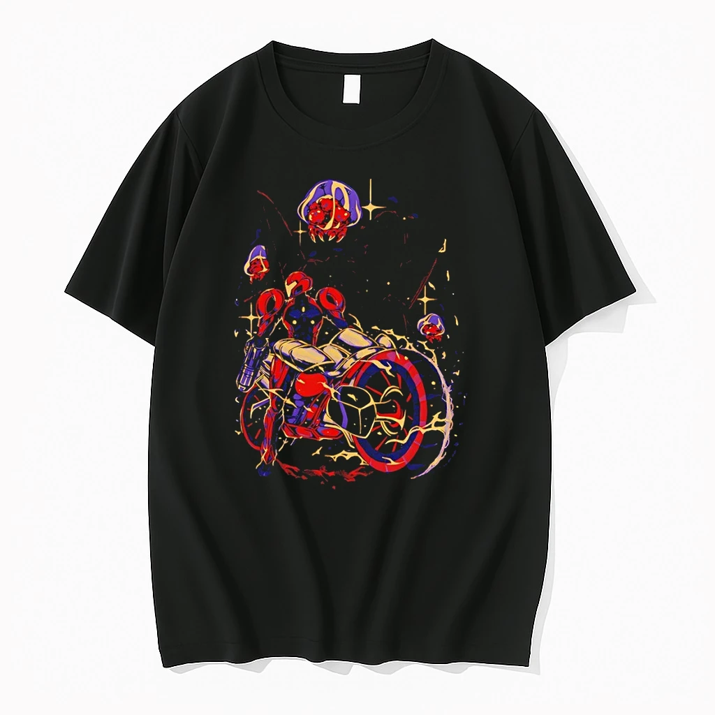 Under New Stars Samus Aran And Her Vi O La Motorcycle From Metroid Prime 4 Beyond Shirts