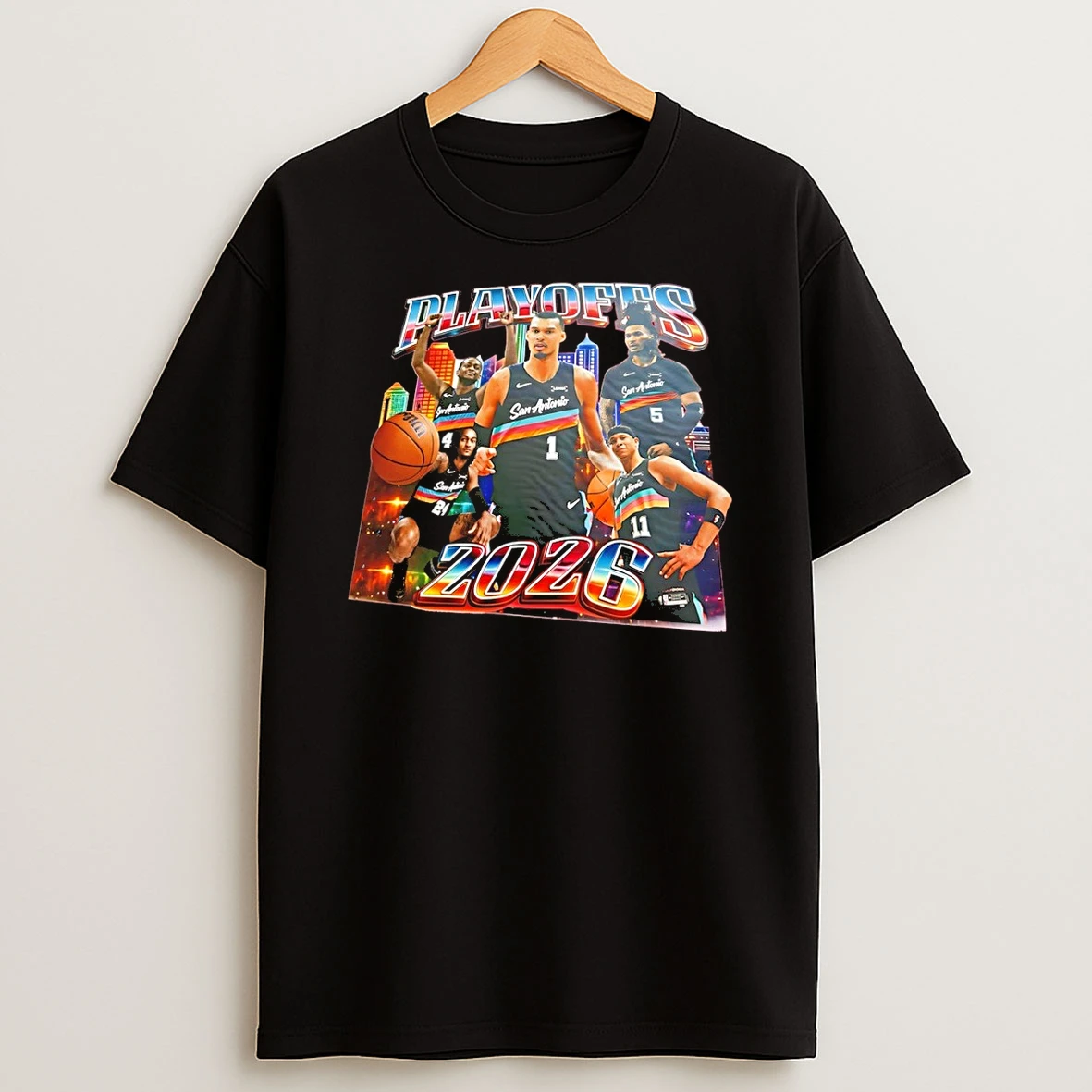 Victor Wembanyama San Antonio Spurs Playoffs 2026 City Skyline Shirts