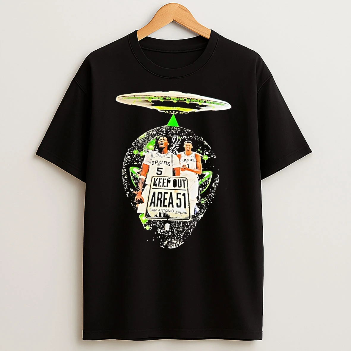 Victor Wembanyama And Stephon Castle Ufo Keep Out Area 51 San Antonio Spurs Basketball 2026 Shirts