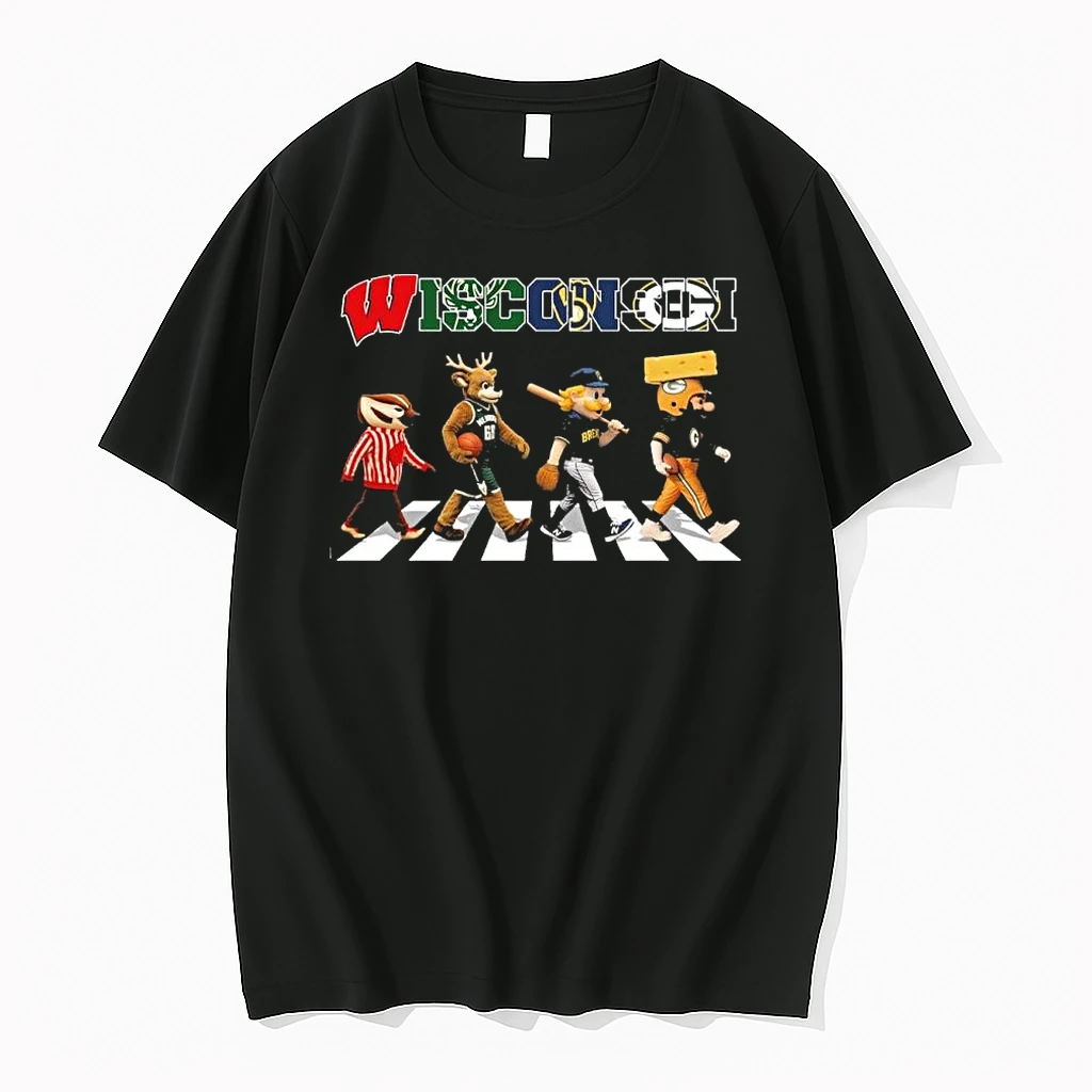 Wisconsin All Sports Teams Mascot Walking Road Shirts