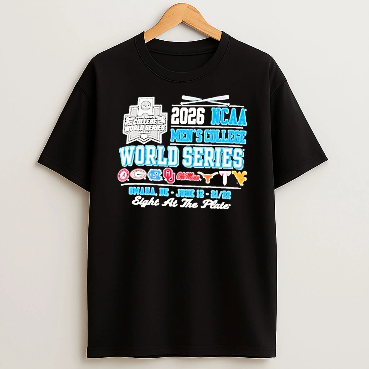 2026 Ncaa Mens Cws 8 Team Omaha Ne Eight At The Plate Shirts Shirts