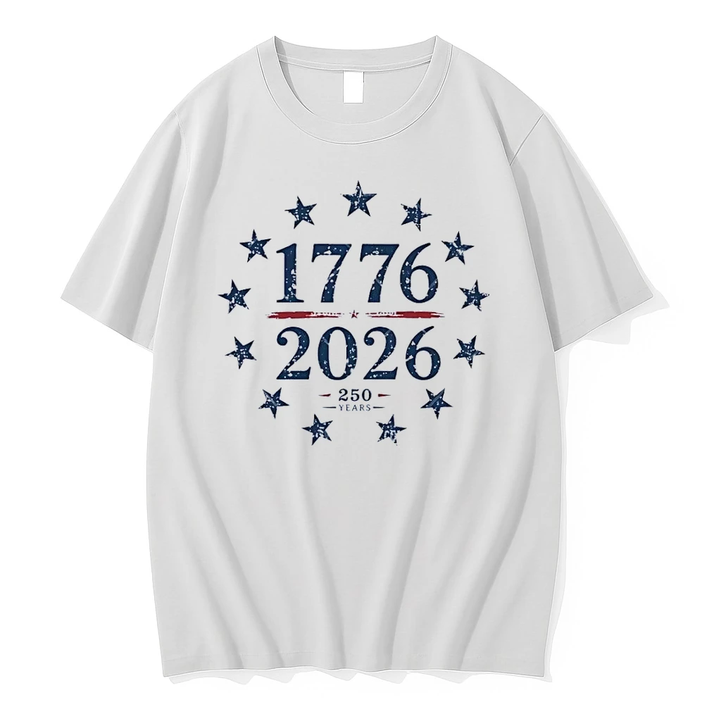 250 Years 1776 2026 Anniversary Commemorative Patriotic Americana White Shirts