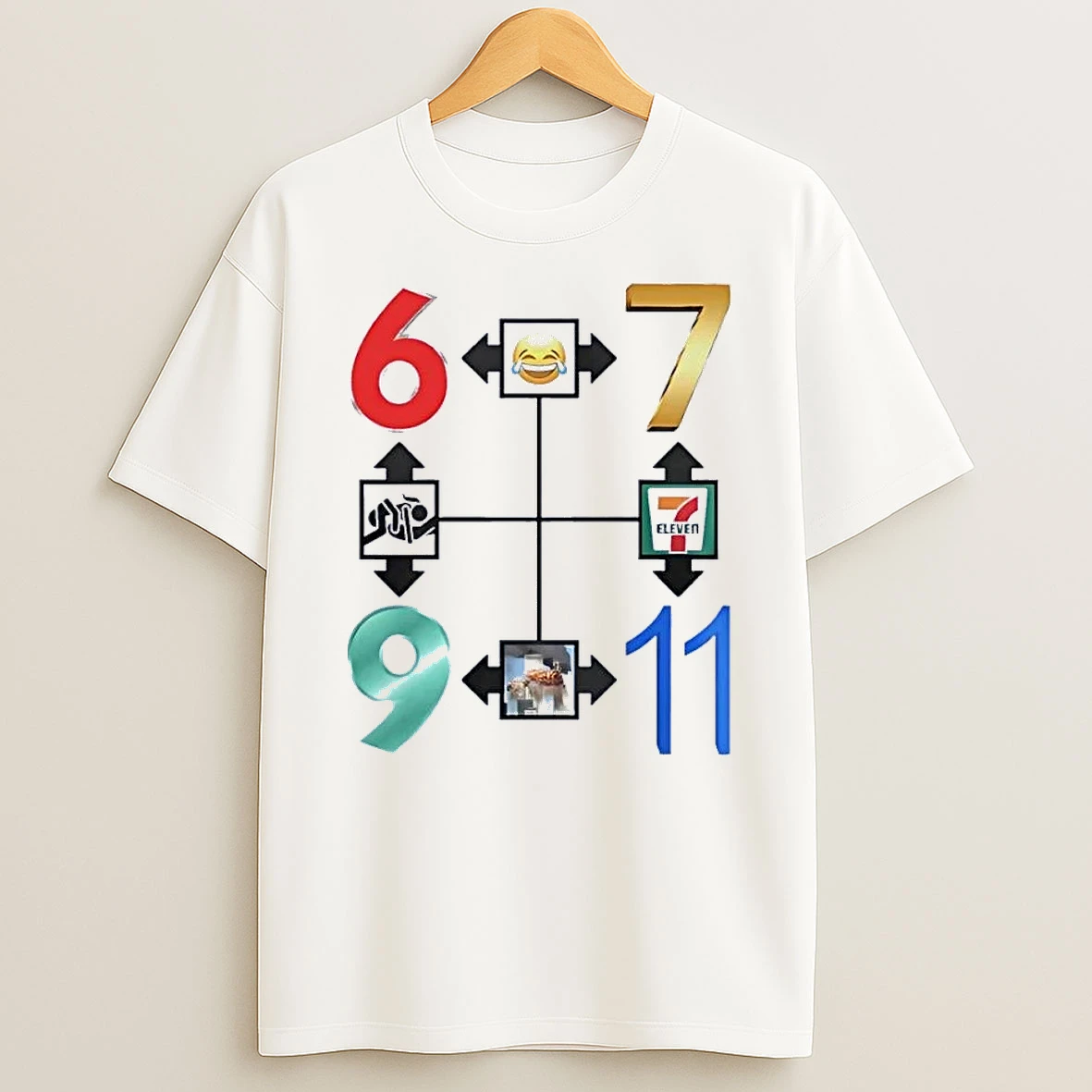 6 7 9 11 Number Grid Emoji Dance Floor Tragedy White Shirts