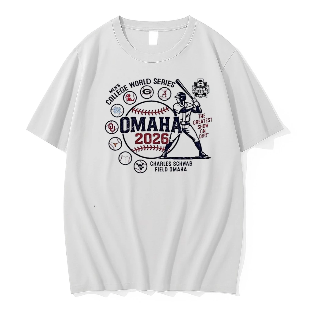 8 Team Mens College World Series 2026 Charles Schwab Field Omaha Shirts