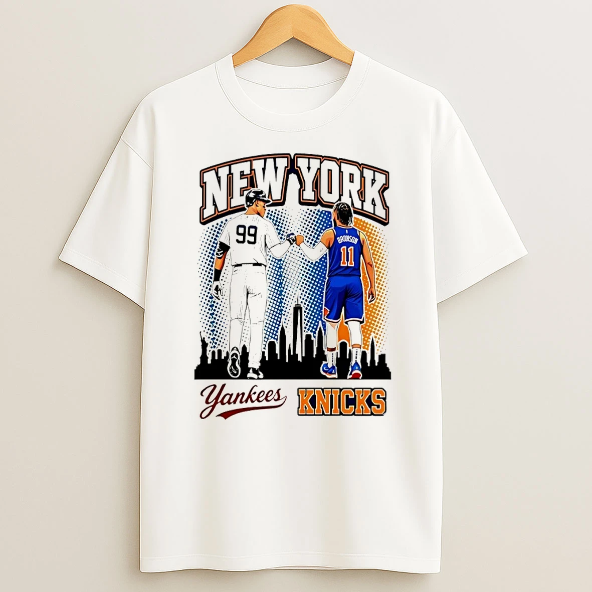 Aaron Judge New York Yankees And Jalen Brunson New York Knicks Skyline Basketball Nba 2026 Shirts