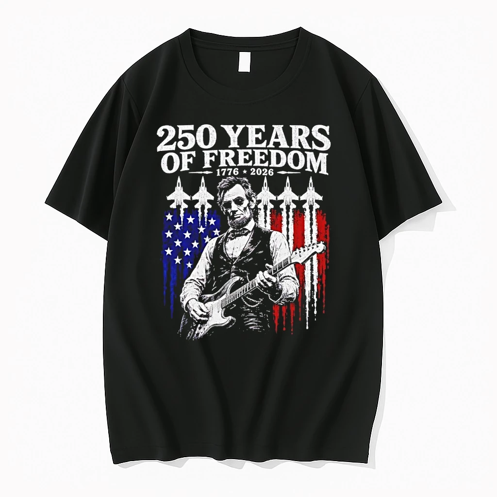 Abraham Lincoln Playing Electric Guitar 4th Of July Usa 250th Anniversary Shirts