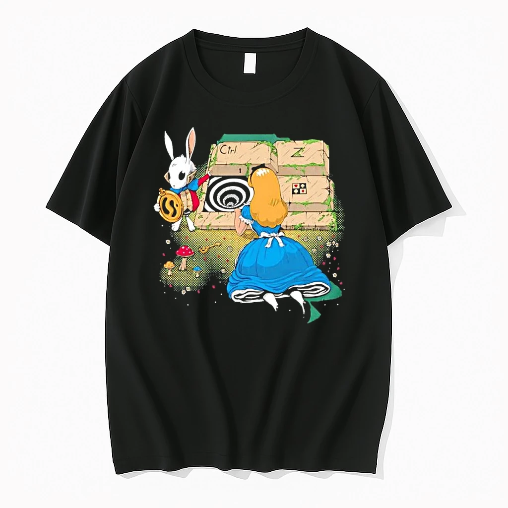 Alice And The White Rabbit Keyboard Wonderland Adventure Shirts