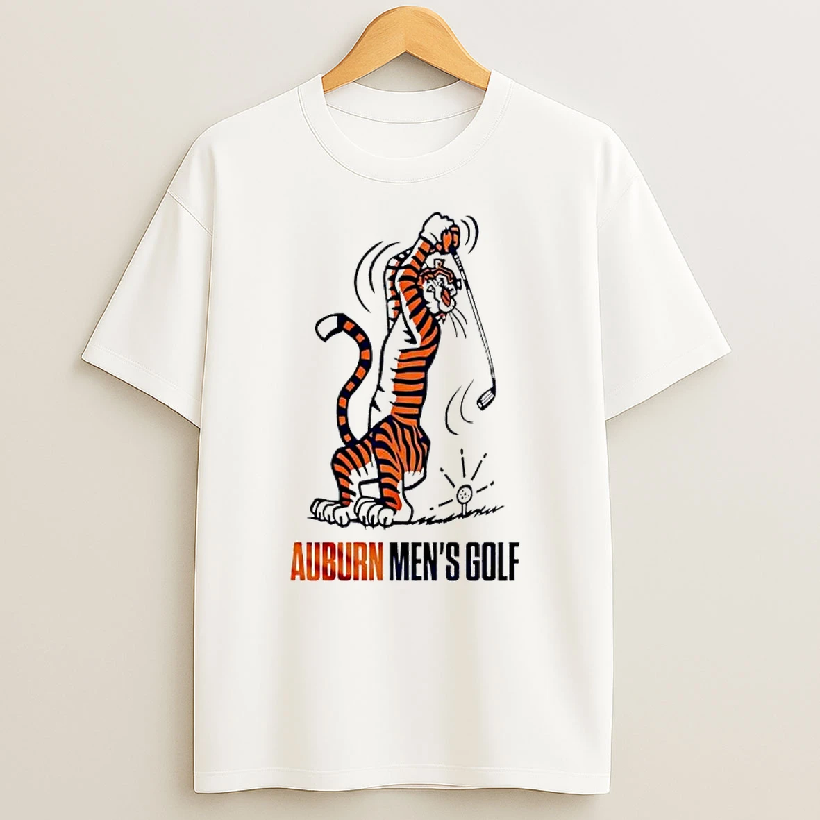 Auburn Tigers Ncaa Mens Golf Auburn Mens Golf Mascot Swinging Golf Club Shirts