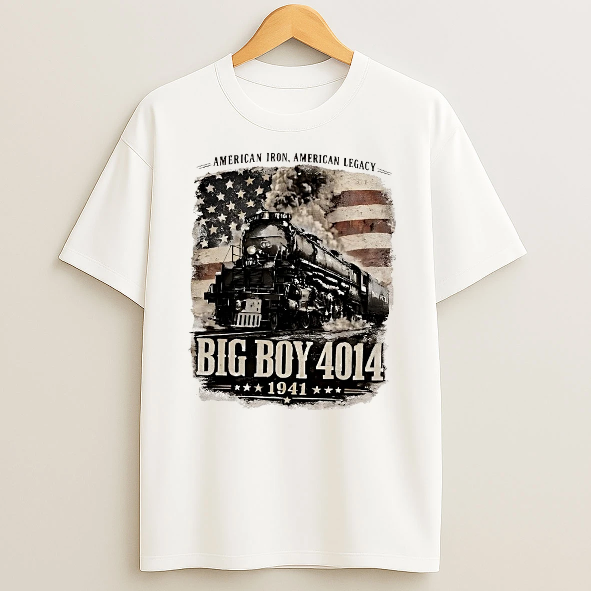 Big Boy 4014 Steam Locomotive 1941 American Flag Vintage Shirts