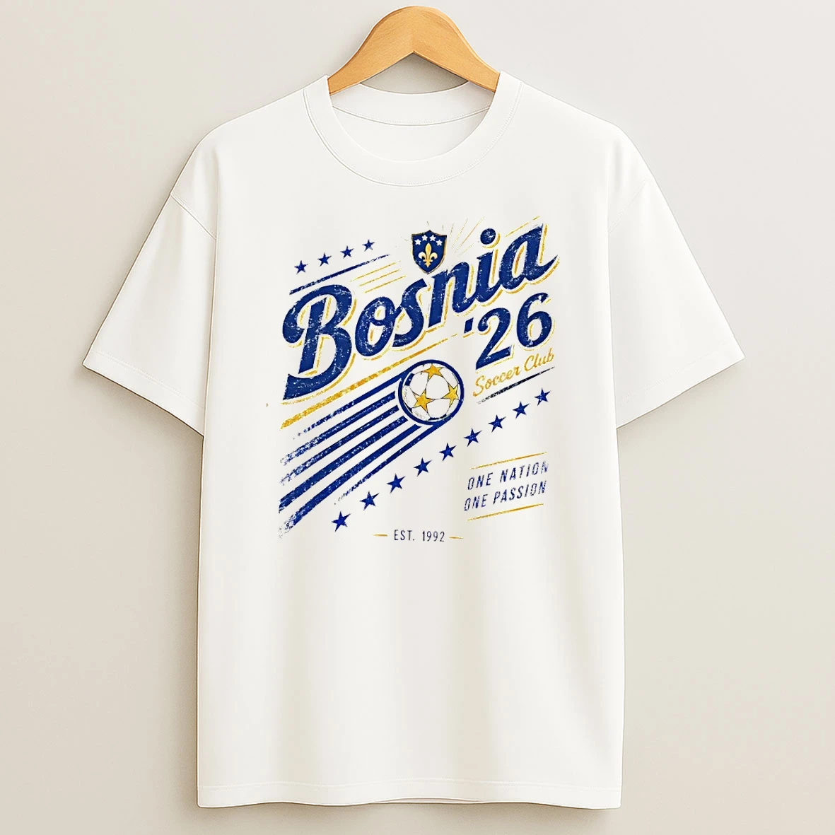 Bosnia Soccer World Cup 2026 One Nation One Passion Est 1992 Shirts