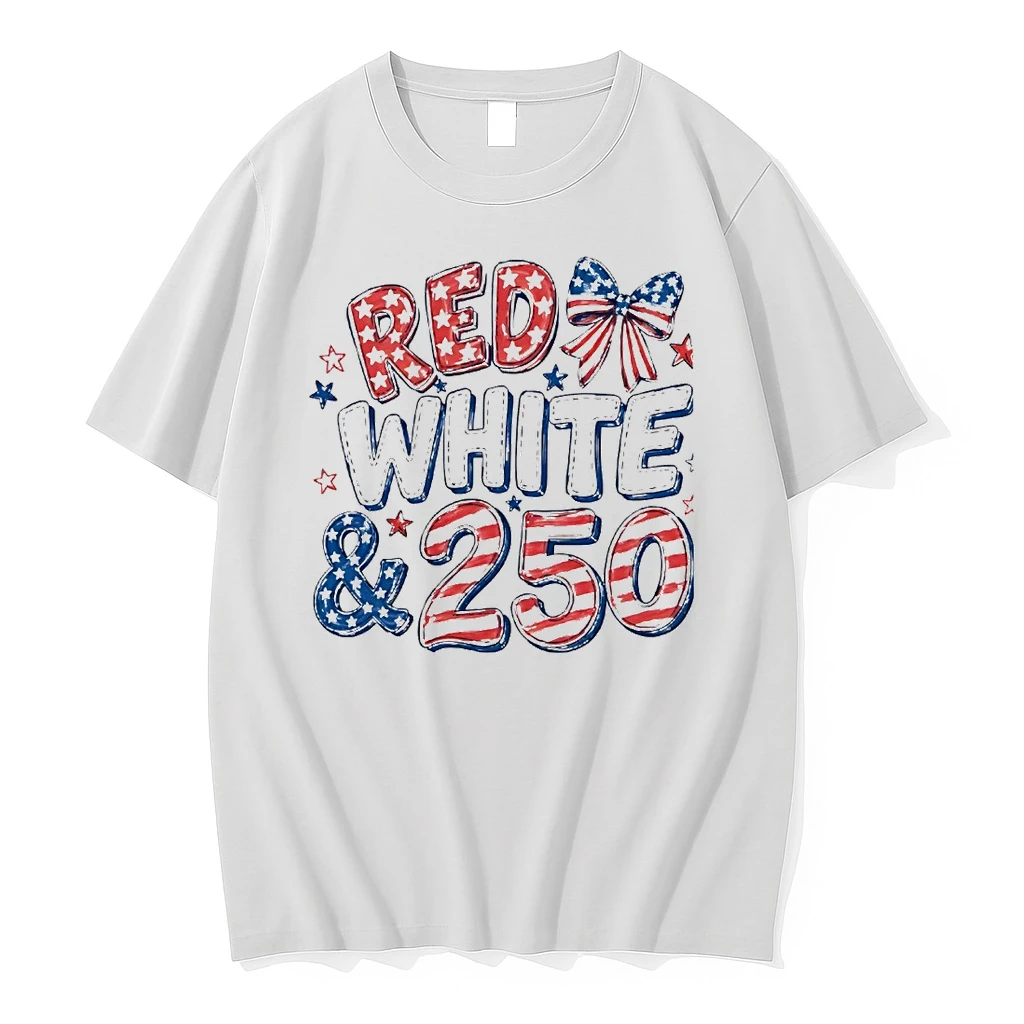Bow Red White And 250 Anniversary Usa Flag 4th Of July Shirts