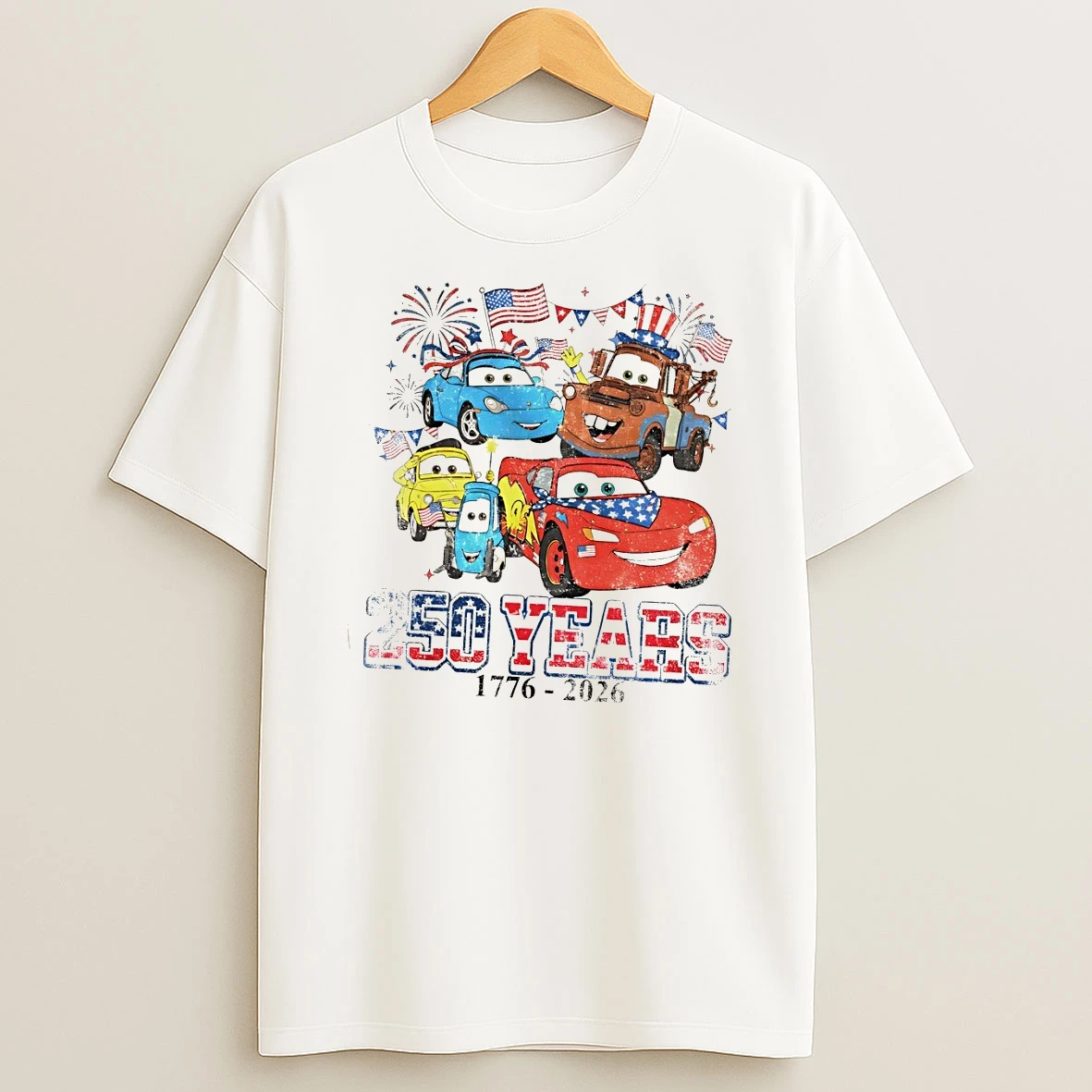 Cars Lightning Mcqueen 250 Years 4th Of July Independence Day 1776 2026 Shirts