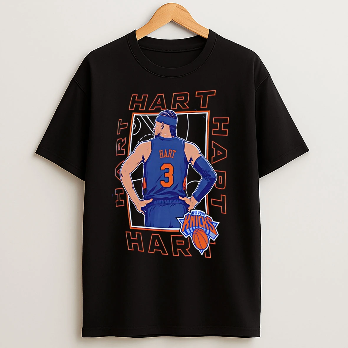 Classic Josh Hart New York Knicks Athlete Portrait Illustration On A Blue T Shirts