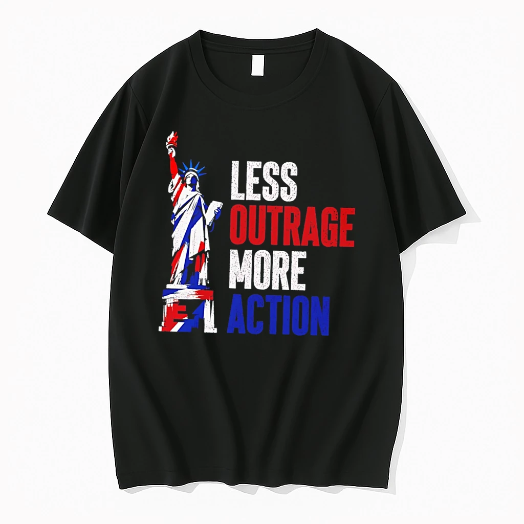 Classic Less Outrage More Action State Of Liberty Tee T Shirts