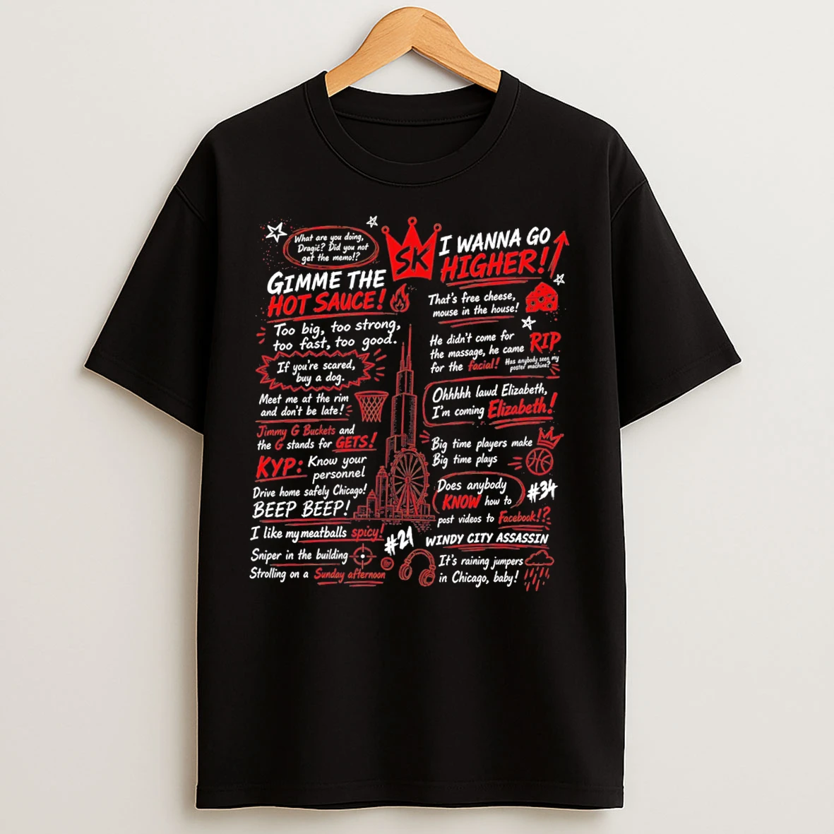 Classic Rest In Peace Chicago Bulls Stacey King Chicago Skyline Tee T Shirts