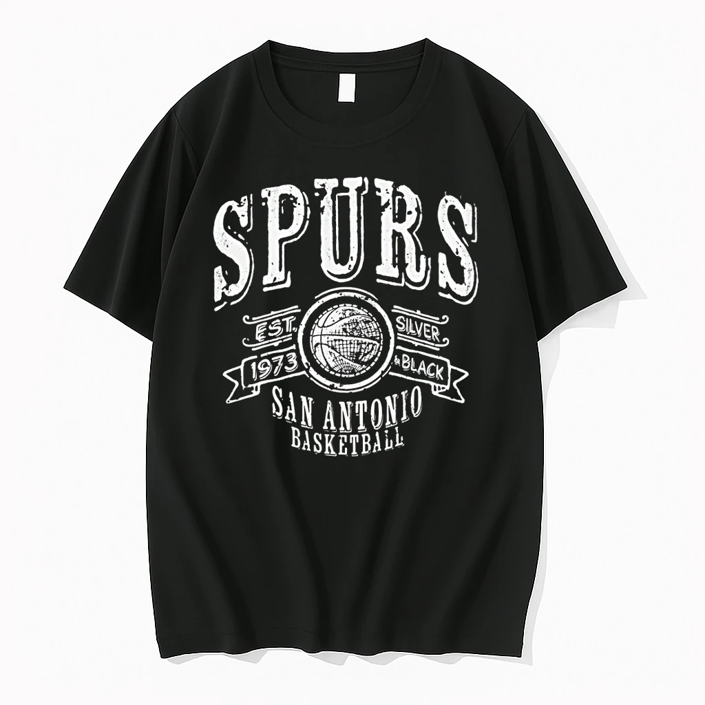 Classic San Antonio Spurs Basketball Go Spurs Go Silver Black Est 1973 T Shirts