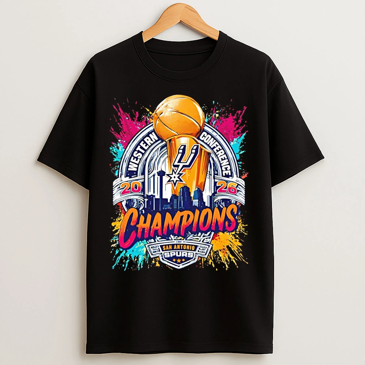 Classic San Antonio Spurs Basketball Trophy Apparel Western Conference 2026 Champions T Shirts