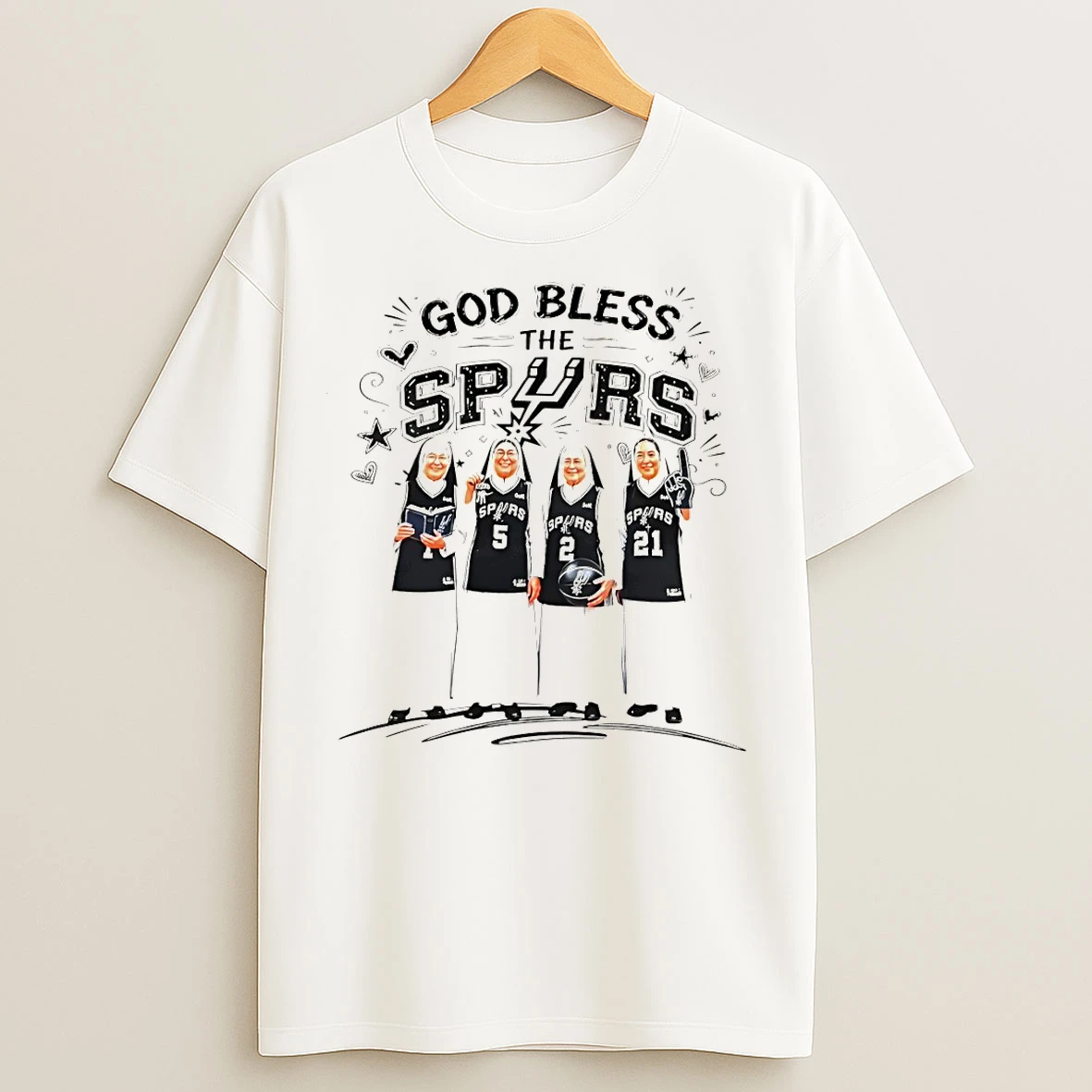 Classic San Antonio Spurs Nuns God Bless The Spurs T Shirts