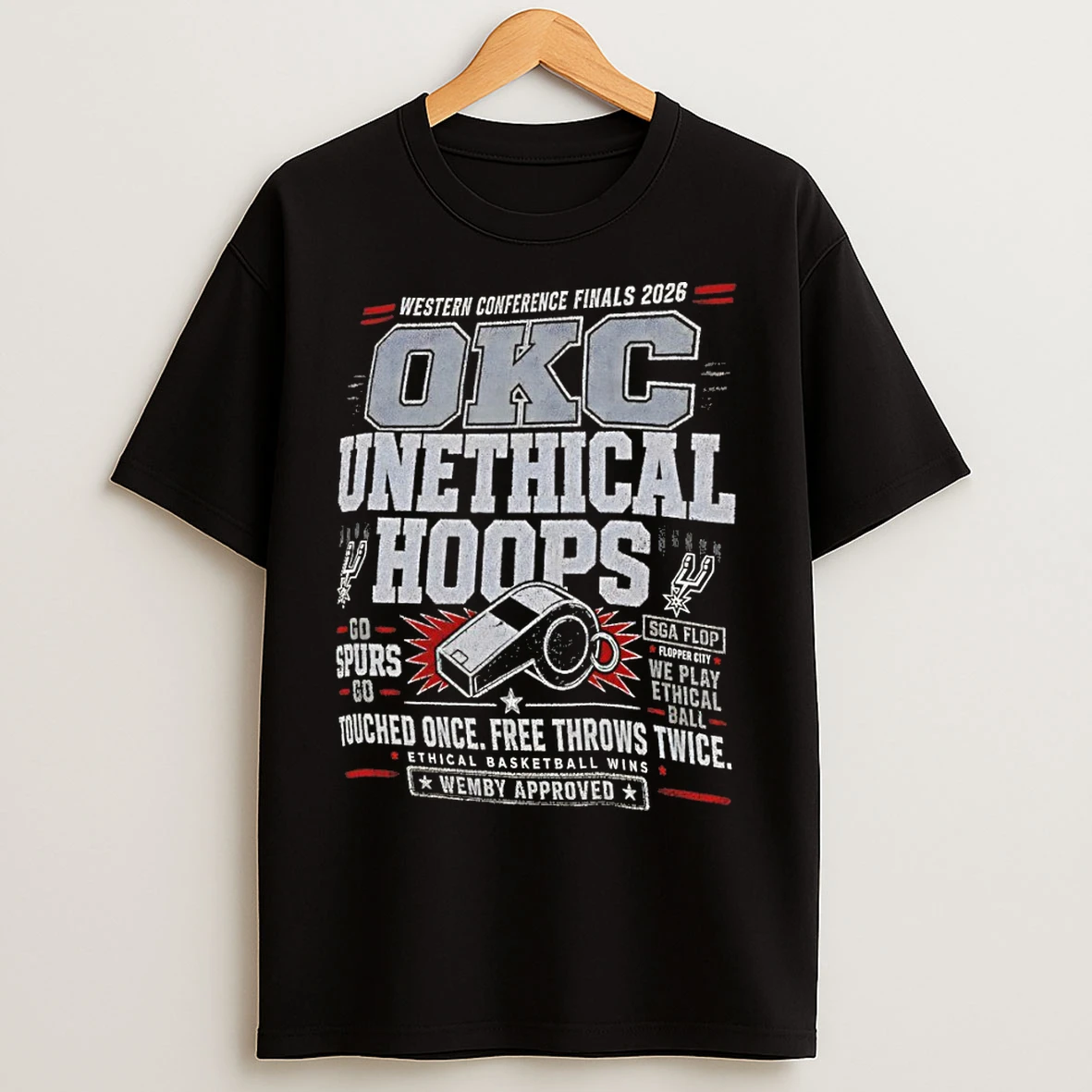 Classic San Antonio Spurs Okc Unethical Hoops Wemby Approved Ethical Basketball Wins 2026 T Shirts