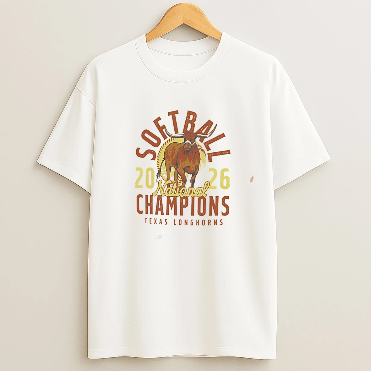 Classic Texas Longhorns 2026 Ncaa Softball Womens College World Series Champions Mascot Overlay Tee T Shirts