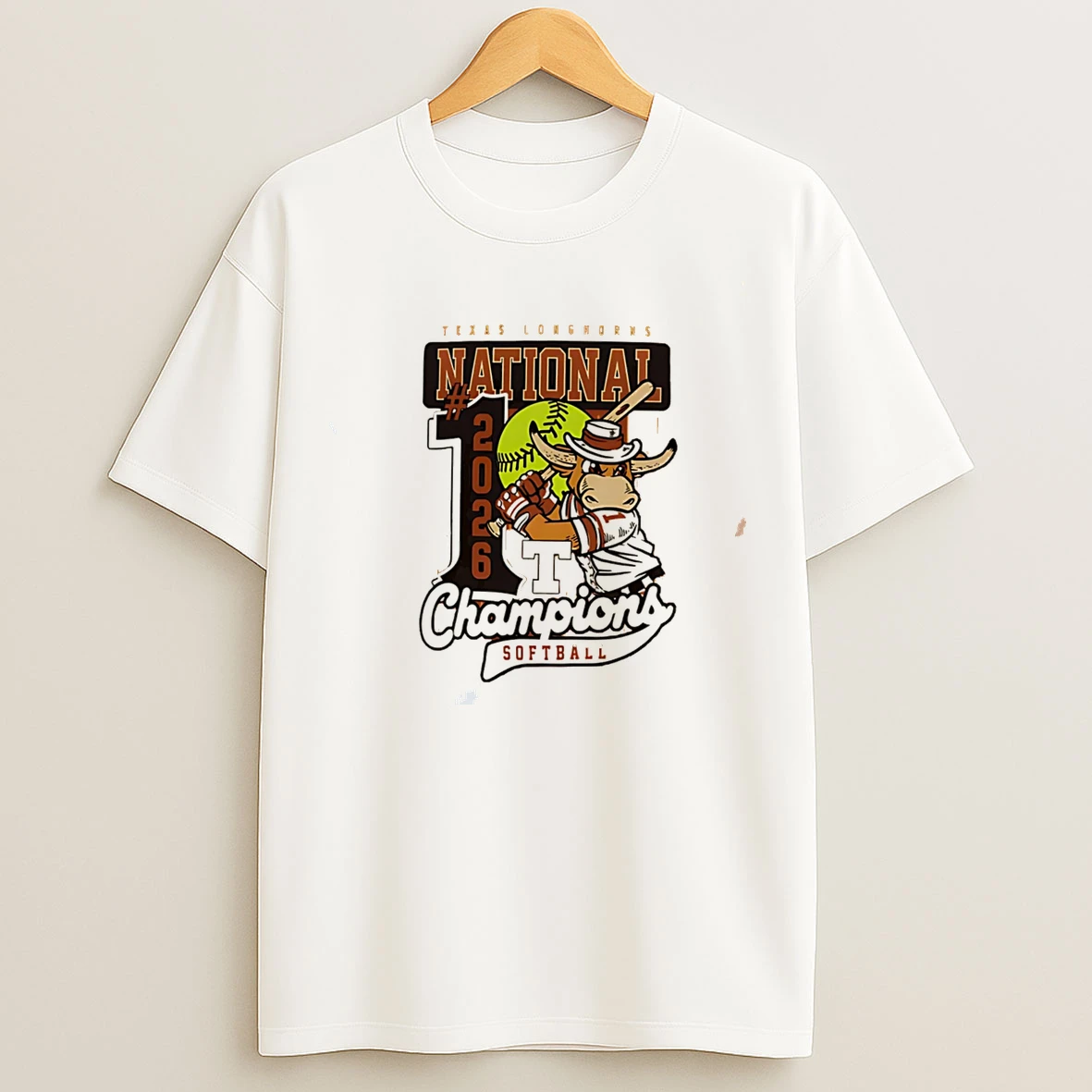 Classic Texas Longhorns 2026 Ncaa Womens Softball College World Series National Champions Mascot Swing Tee T Shirts