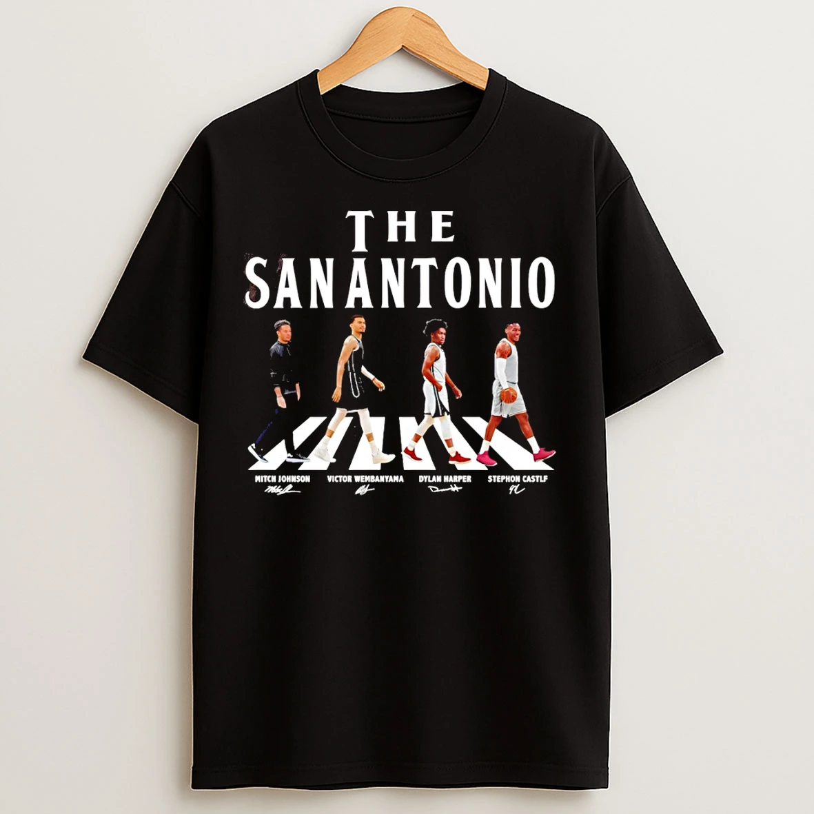 Classic The San Antonio Walking Signatures Wembanyama Castle Harper T Shirts